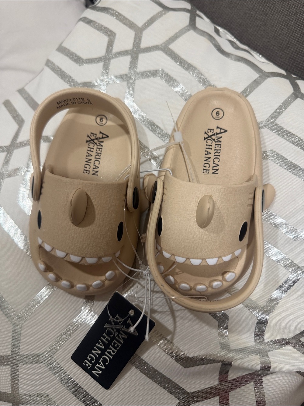 American Exchange Kids Tan Shark Clog Sandals
